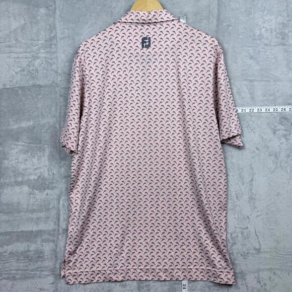 FootJoy FJ Pink Dolphin Print Golf Polo Shirt M Performance Stretch Short Sleeve - Picture 3 of 7